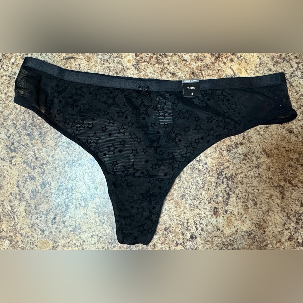 Torrid Black Sheer Plus Size 2X Thong Panties Intimates Sleepwear